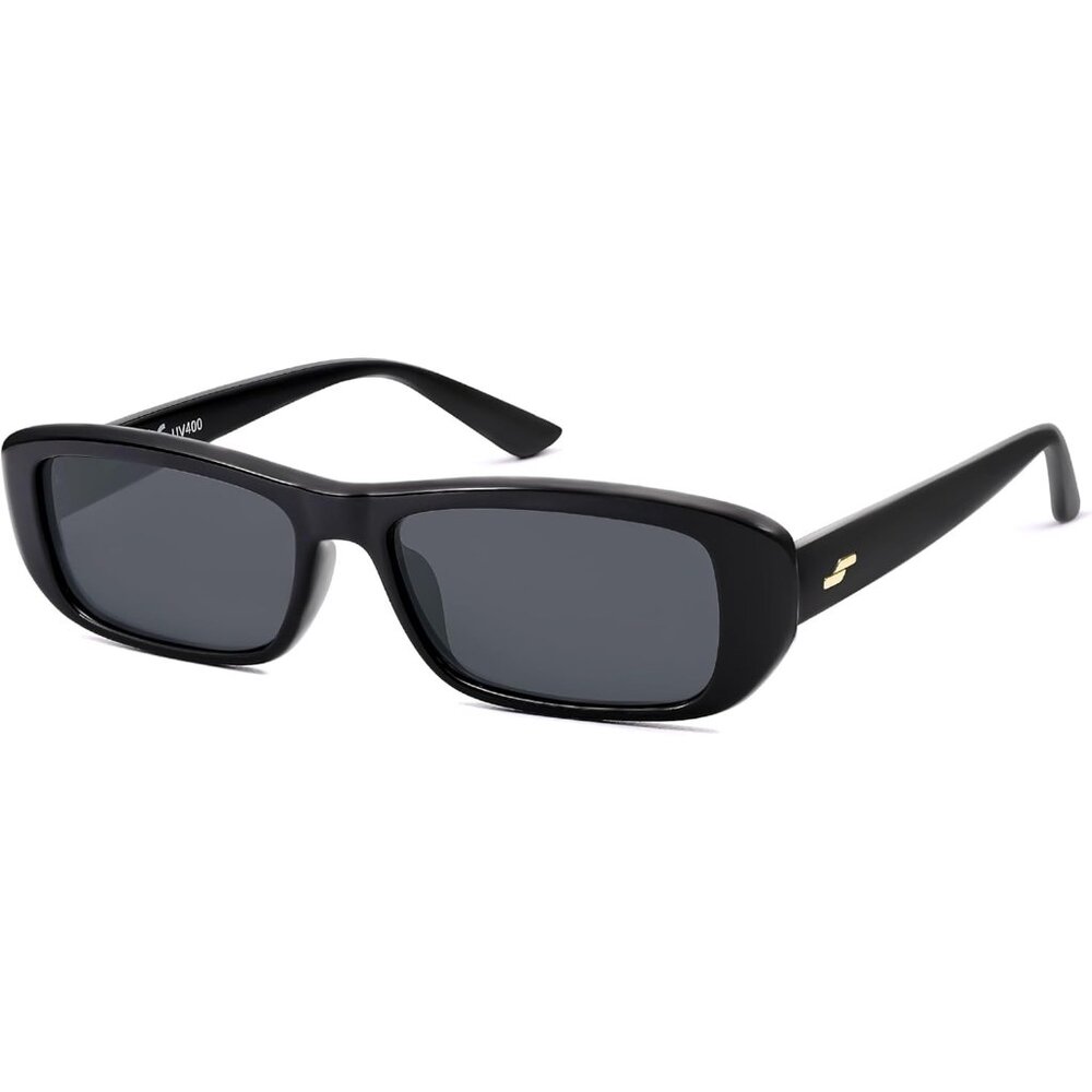 ✨Women Black Rectangle Polarized Sunglasses Trendy Narrow Frame Sunnies Eyewear